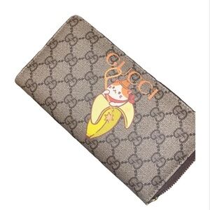 Gucci X Bananya GG supreme canvas zip around wallet limited edition NWOT